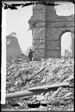 View of the Union Depot after the Fire of 1871; Jex Bardwell, Photograph, 1871 (ichi-59804)