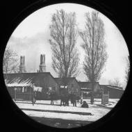 Washington Square Park Relief and Aid Society Barracks; Copelin & Hine, Glass Lantern Slide, ca. 1871 (ichi-2860)