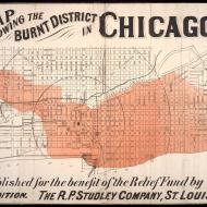 Map Showing the Burnt District in Chicago, 3rd Edition; R. P. Studley Company, 1871 (ichi-02870)