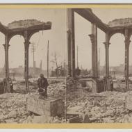 Cooling a Safe Amid the Ruins; Lovejoy & Foster, Stereograph, 1871 (ichi-21520)