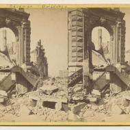 Ruins of the Bryan Block, Northwest Corner of Monroe and LaSalle; G. N. Barnard, Stereograph, 1871 (ichi-21542)
