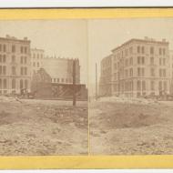 Nixon Building after the Fire; Warren R. Hansen, Stereograph, 1871 (ichi-39576)