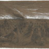 "Scene on the Prairie, Monday night"; Alfred R. Waud, Pencil, Chalk, and Paint Drawing, 1871 (ichi-64140)