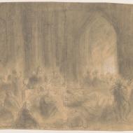The Homeless Taking Refuge in a Church; Alfred R. Waud, Pencil and Chalk Drawing, 1871 (ichi-64350)