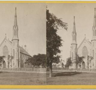 Unity Church before the Fire; J. Carbutt, Stereograph, ca. 1871 (ichi-00351)