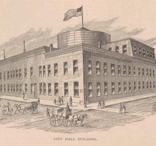 The Temporary City Hall, from A. T. Andreas, History of Chicago, vol. 2, 1885 (ichi-00446)