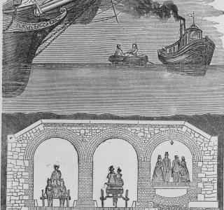 Sectional View of LaSalle Street Tunnel, from J. M. Wing, Seven Days in Chicago, 1877 (ichi-055690