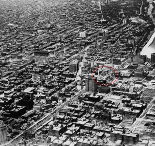Aerial View Michigan Ave and Oak Street Beach; Photograph, ca. 1925 (ichi 05789_v2)