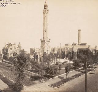 Chicago Avenue Water Tower and Pumping Station; Photograph, ca. 1890 (ichi-05902)
