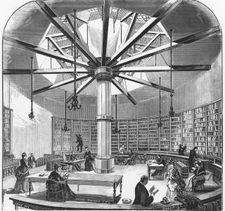 The Book Room in the Old Water Tank; from The Merchants and Manufacturers of Chicago, 1873 (ichi-13217)