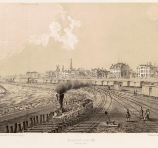 Michigan Avenue from the Lake; Louis Kurz for Jevne & Almini, Lithograph, 1866-67 (ichi-62074)