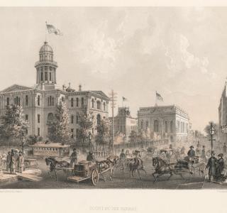 Courthouse Square; Louis Kurz for Jevne & Almini, Lithograph, 1866-67 (ichi-62080)