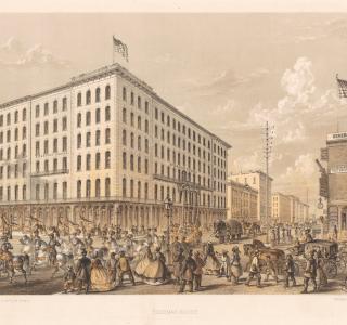 Sherman House; Louis Kurz for Jevne & Almini, Lithograph, 1873 (ichi-63067)