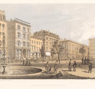 LaSalle Street from Courthouse Square; Louis Kurz for Jevne & Almini, 1866-67 (ichi-63070)