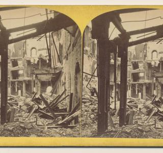 Post Office and Custom House after the Fire; P. B. Greene, Stereograph, 1871 (ichi-64153)
