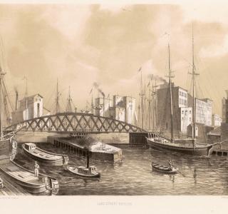 Lake Street Bridge; Louis Kurz for Jevne & Almini, Lithograph, 1866-67 (ichi-64269)