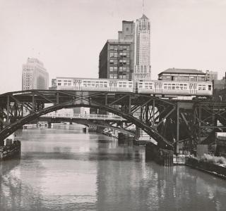 View North from the Van Buren Street Bridge; J. Sherwin Murphy, Photograph, 1954 (ichi-64363)