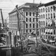 Finishing the Roof of the Chamber of Commerce; Glass Lantern Slide, ca. 1872 (ichi-02860a)