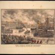 The Great Fire in Chicago: The Fire Crossing the River from the South to the North Side; Kellogg & Bulkeley, Lithograph, ca. 1872 (ichi-39266)