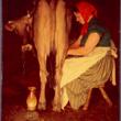 Mrs. Catherine O'Leary Milking Daisy; Norman Rockwell, Oil on Canvas, ca. 1935 (ichi-64474)