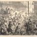 The Great Fire in Chicago: Panic-stricken Citizens Rushing Past the Sherman House, Carrying the Aged, Sick and Helpless, and Endeavoring to Save Family Treasures; from Frank Leslie's Illustrated Newspaper, October 28, 1871 (ichi-20909)